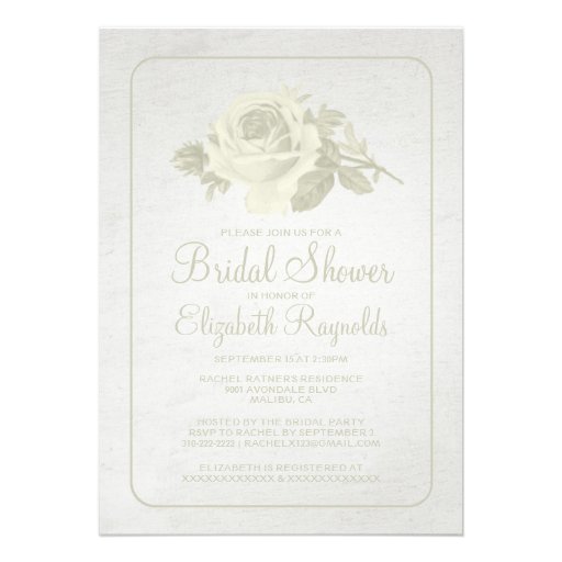 Ivory Rustic Floral/Flower Bridal Shower Invites