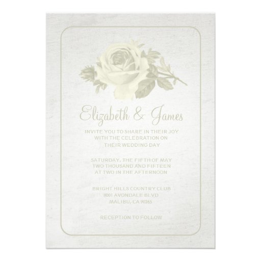 Ivory Rustic Floral/Flower Wedding Invitations