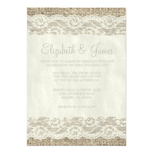 Ivory Rustic Lace Wedding Invitations