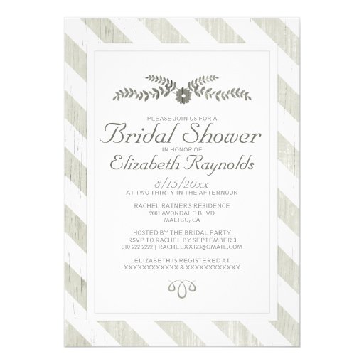 Ivory Stripes Bridal Shower Invitations