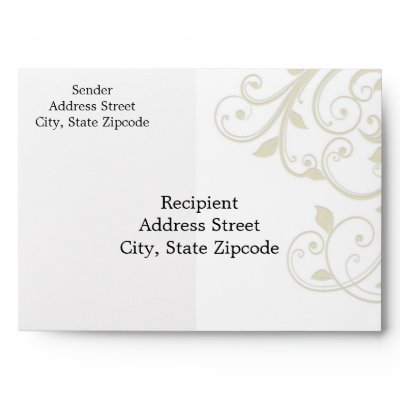 Ivory Swirls on White Envelope