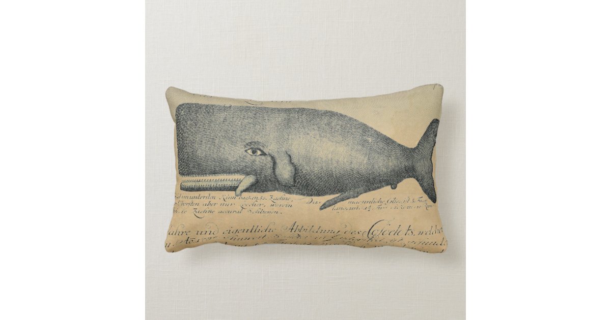 Ivory Vintage Beach Whale Lumbar Throw Lumbar Pillow Zazzle