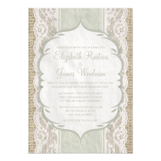 Ivory Vintage Linen Lace Wedding Invitations
