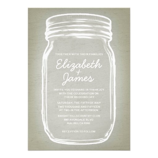 Ivory Vintage Mason Jar Wedding Invitations