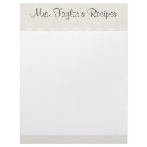 Ivory Vintage Stripes Recipe Cards Letterhead Design