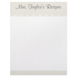 Ivory Vintage Stripes Recipe Cards Letterhead Design