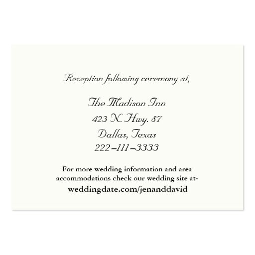 Ivory Wedding enclosure cards Business Card Templates (front side)