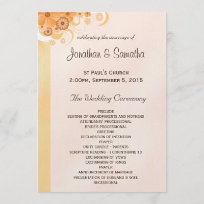 Wedding Party Programs on Ivory Wedding Program Ceremony And Wedding Party Invitations From