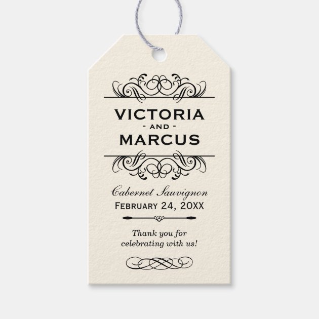 Ivory Wedding Wine Bottle Monogram Favor Tags Pack Of Gift Tags-0