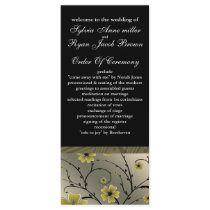 ivory yellow and black floral Wedding program Rack Card Template