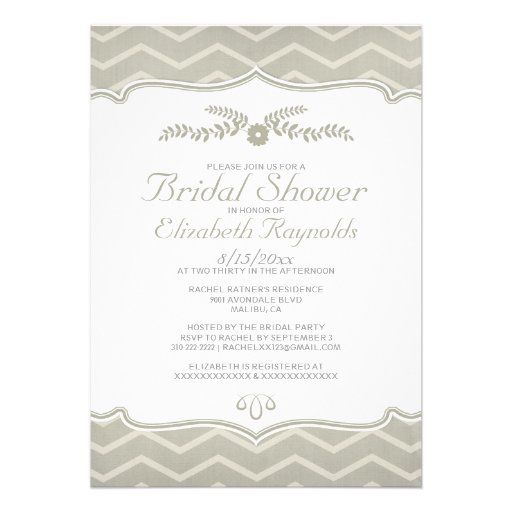 Ivory Zigzag Bridal Shower Invitations