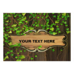 Ivy Covered Fence & Carved Wood Plaque Custom Custom Invites