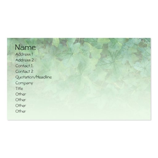 Ivy Green Profile Business Card (front side)