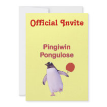 iWin uLose Penguin Ping Pong Personalized Invite