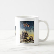 Iwo Jima flag raising color war graphic vintage Mugs