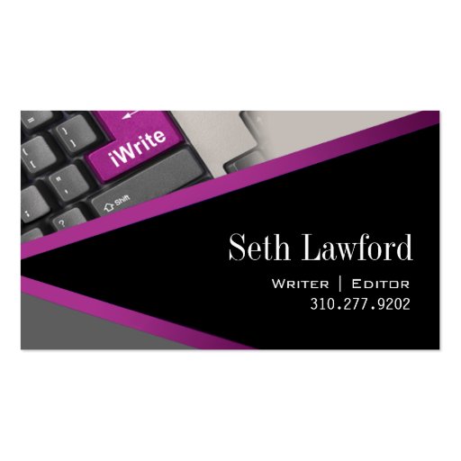 iWrite - Novelist Writer Editor Business Card (front side)