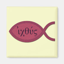 IXOYE Christian Fish Symbol - Red Parchment Fridge Magnets