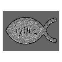 IXOYE Christian Fish Symbol - Stone Tract Card / Business Card