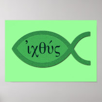 IXOYE Greek Text - Green Parchment Print