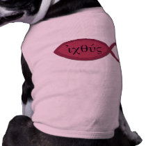 IXOYE Greek Text - Red Parchment Dog Shirt