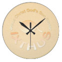 IXTHUS Christian Fish Symbol - GOLD Clocks