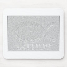 IXTHUS Christian Fish Symbol - Silver Mousepad