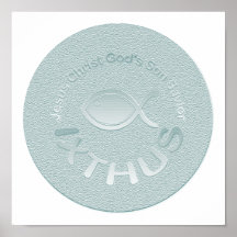 IXTHUS Christian Fish Symbol - SILVER Posters