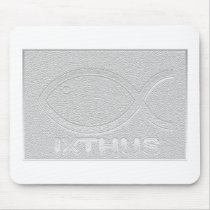 IXTHUS Symbol - Silver Plaque oblong Mouse Pads