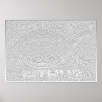 IXTHUS Symbol - Silver Plaque oblong Poster