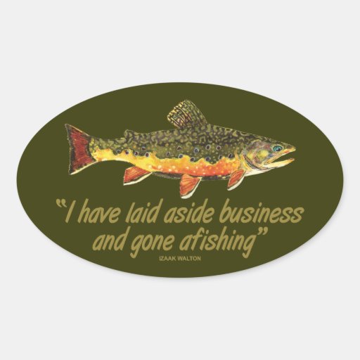 Izaak Walton Fishing Quote Oval Stickers