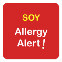 j4 - Allergy Alert - SOY. Square Stickers