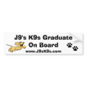 J9's K9s Graduate On Board Bumper Sticker bumper stickers by j9sk9s J9's K9s Graduate On Board Bumper Sticker bumper stickers