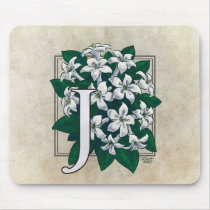 J for Jasmine Flower Monogram mousepads