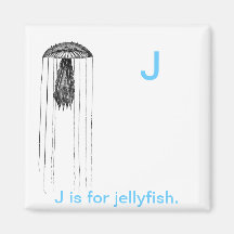 J is for Jelly fish. Refrigerator Magnets