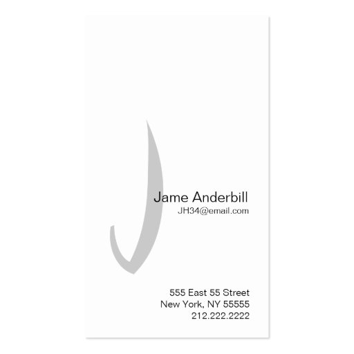 J Letter Alphabet Business Card Grey