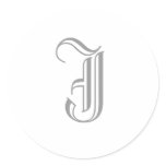 J Letter Monogram Sticker Grey Old English