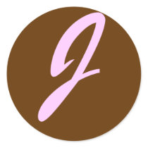 J MONOGRAM INITIAL BROWN PINK - Customized stickers