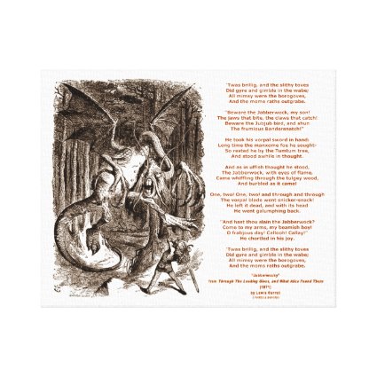 Jabberwocky Poem by Lewis Carroll Gallery Wrapped Canvas