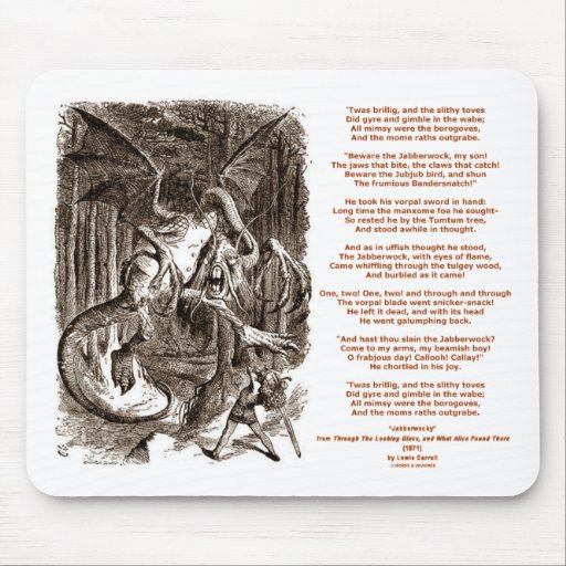 Jabberwocky Poem by Lewis Carroll Mousepads