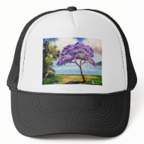 Jacaranda Tree Tropical Art Mesh Hat