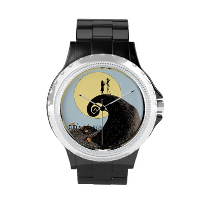 Jack and Sally Holding Hands Under the Moon Wristwatches