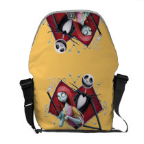 Jack and Sally in Heart Messenger Bag at Zazzle