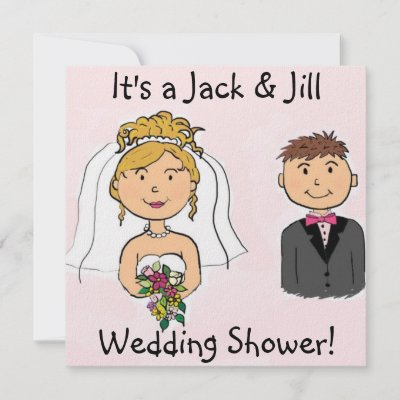 These adorable Jack Jill Wedding Shower Invitations feature a cartoon