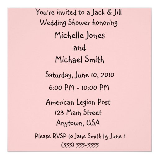 Jack & Jill Bride Groom Wedding Shower Invitations