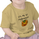 infant_tshirt - First Halloween T-shirts, bodysuits, cards, tote bags, and more with a cute smiling jack o lantern design!: Sizes  Available colors: yellow