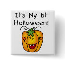 square_button - First Halloween T-shirts, bodysuits, cards, tote bags, and more with a cute smiling jack o lantern design!: Sizes 
