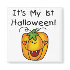square_magnet - First Halloween T-shirts, bodysuits, cards, tote bags, and more with a cute smiling jack o lantern design!: Sizes 