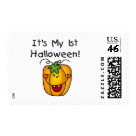  - First Halloween T-shirts, bodysuits, cards, tote bags, and more with a cute smiling jack o lantern design!: Sizes 