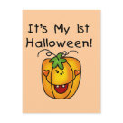  - First Halloween T-shirts, bodysuits, cards, tote bags, and more with a cute smiling jack o lantern design!: Sizes 