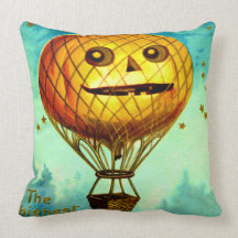 Jack O' Lantern Air Balloon Throw Pillow